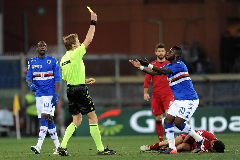 Dal Parma alla Sampdoria, Afryie Acquah non ha cambiato le sue abitudini: 8 cartellini gialli e un rosso in 19 presenze. Lapresse